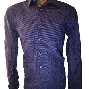 ROBERT GRAHAM HOUNDSTOOTH PURPLE BUTTON DOWN SHIRT MAN SIZE LARGE
